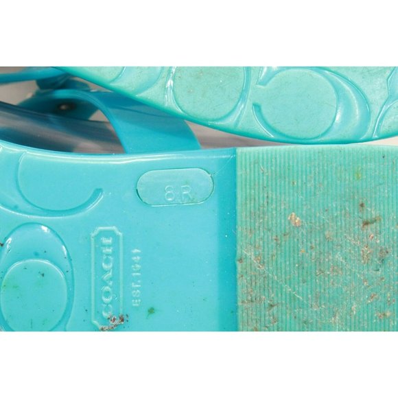 Coach  Blue Jelly Slip On T-Strap Casual Thong Flats Sandals Size 8 - Picture 8 of 9